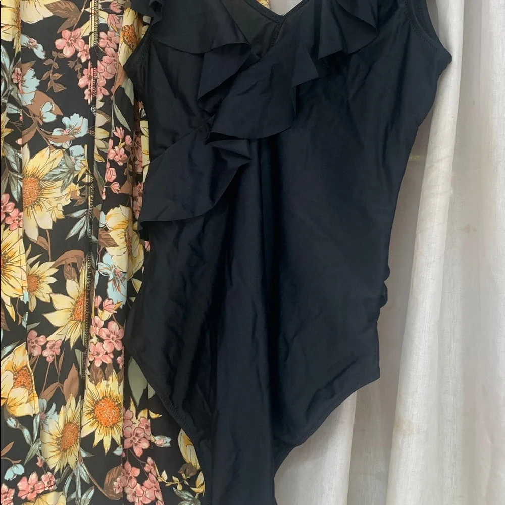 Women’s Black Ruffled One-Piece Swimsuit